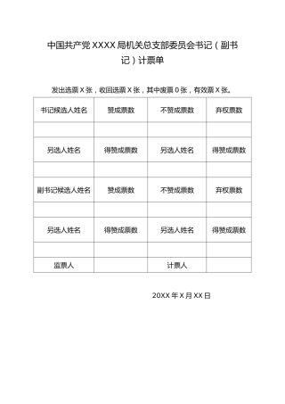 3.8中国共产党 X X 局XX委员会书记（副书记）计票单