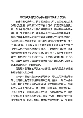 中国式现代化与促进民营经济发展