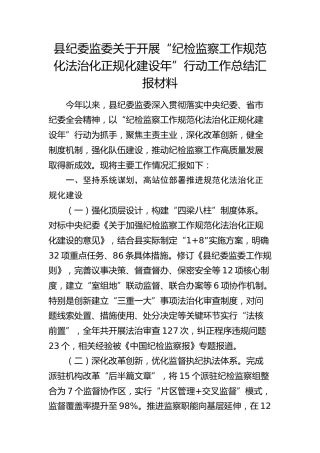 县纪委监委开展“纪检监察工作规范化法治化正规化建设年”行动工作总结汇报