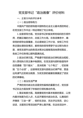 党支部书记“政治画像”评价3100字