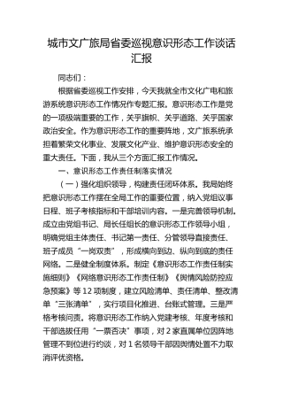 文旅系统巡视巡察意识形态工作谈话汇报