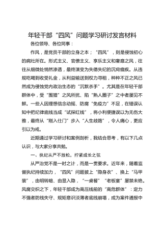 年轻干部“四风”问题学习研讨发言