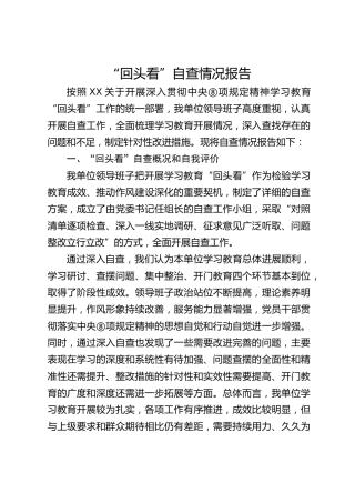 八项规定精神“回头看”自查情况总结报告5400字