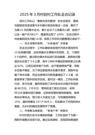 驻村工作队走访记录