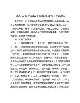 市公安局上半年干部作风建设工作总结3300字