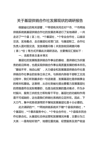 基层供销合作社发展现状的调研报告