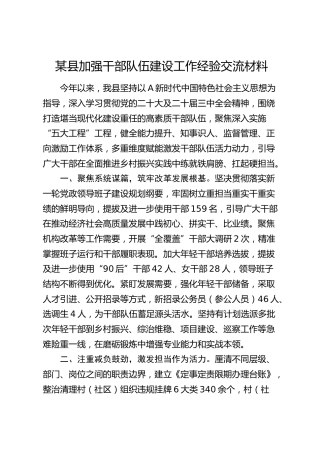 县加强干部队伍建设工作经验交流