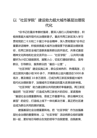 理论发言：以“社区学院”建设助力超大城市基层治理现代化