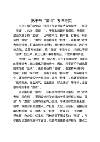 把干部“潜绩”考准考实