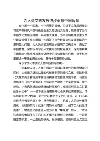 为人类文明发展进步贡献中国智慧