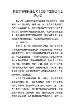 董事长在公司2025年工作会议上的讲话
