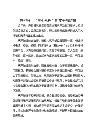 府谷县：“三个从严”抓实干部监督