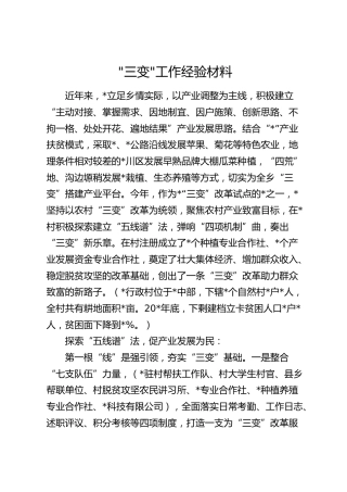 乡镇”三变”工作经验