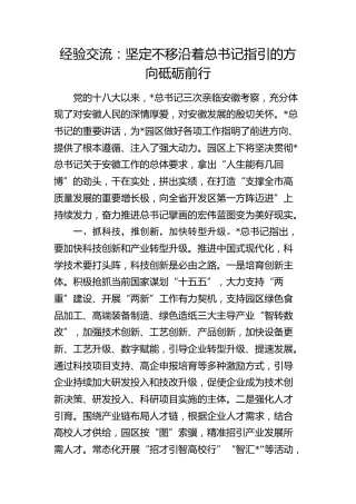 经验交流发言：坚定不移沿着总书记指引的方向砥砺前行