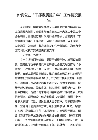 乡镇推进“干部素质提升年”工作情况总结报告