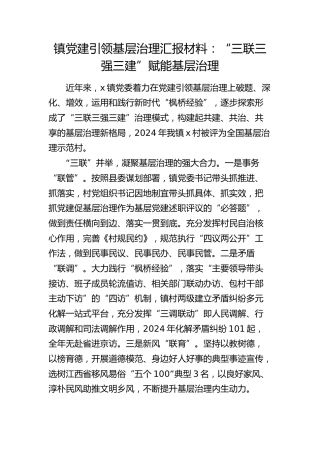 乡镇党建引领基层治理汇报