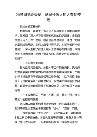 选人用人专项整治党性分析汇报4400字