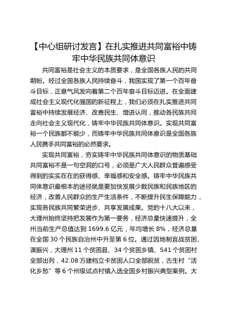 【中心组研讨发言】在扎实推进共同富裕中铸牢中华民族共同体意识