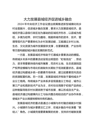 大力发展县域经济促进城乡融合