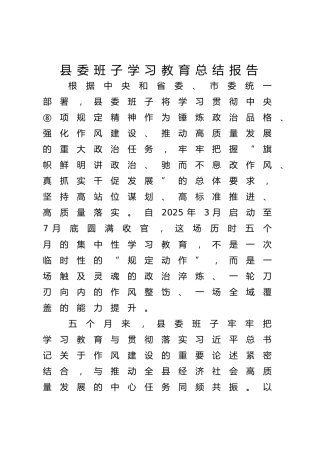 县委班子八项规定精神学习教育总结5400字