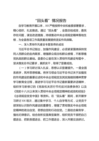 县区八项规定精神“回头看”情况总结报告6300字