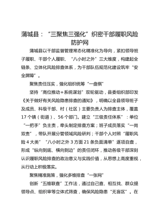 蒲城县：“三聚焦三强化”织密干部履职风险防护网