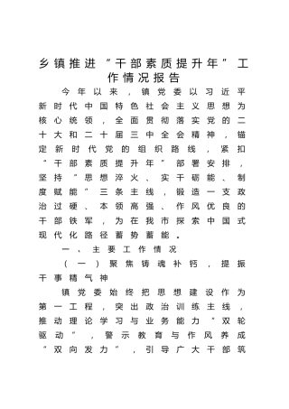 乡镇推进“干部素质提升年”工作总结报告3000字