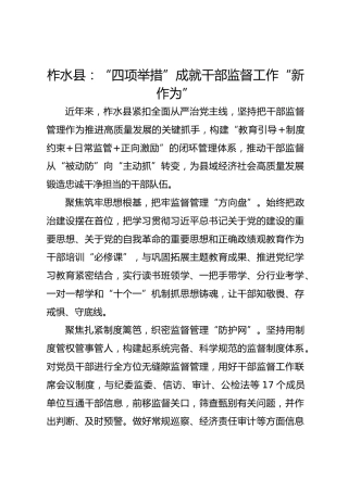 柞水县：“四项举措”成就干部监督工作“新作为”