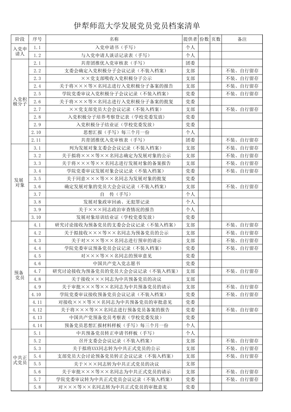 8.发展党员党员档案清单_第1页