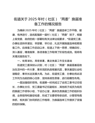 村（社区）“两委”换届准备工作情况总结报告（乡镇街道）