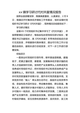 镇学习研讨代村共富情况报告