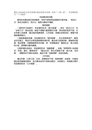 市住房和城乡建设局机关党委：坚持“三抓三促”，夯实模范机关“三大根基”
