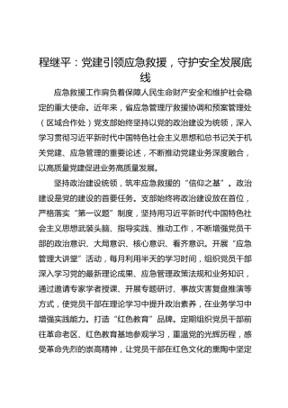 党建经验发言：党建引领应急救援 守护安全发展底线