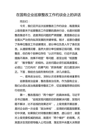 在公司巡察整改工作约谈会上的讲话
