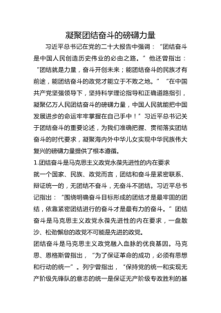 凝聚团结奋斗的磅礴力量
