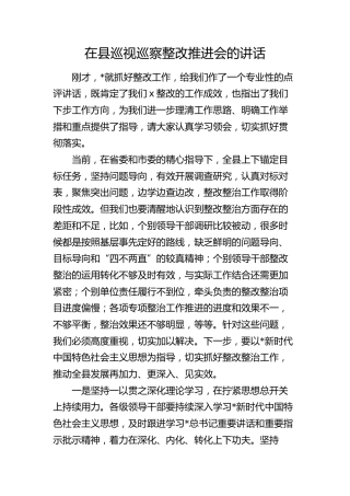 在县巡视（巡察）整改推进会的讲话