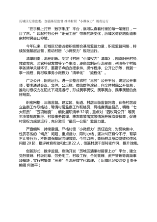 历城区纪委监委：加强基层监督 推动村居“小微权力”规范运行