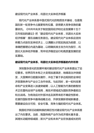 建设现代化产业体系，巩固壮大实体经济根基