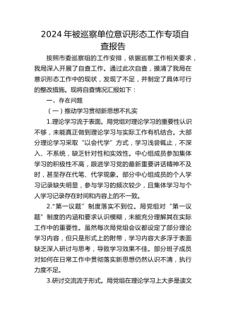被巡察单位意识形态工作专项自查报告
