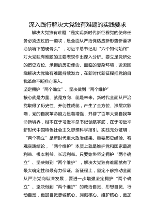 深入践行解决大党独有难题的实践要求