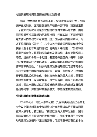 构建新发展格局的重要支撑和实践路径