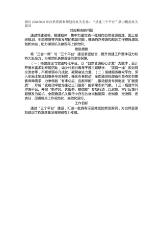 市自然资源和规划局机关党委：“搭建三个平台”助力模范机关建设