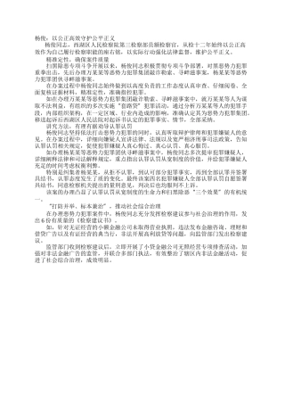 杨俊：以公正高效守护公平正义