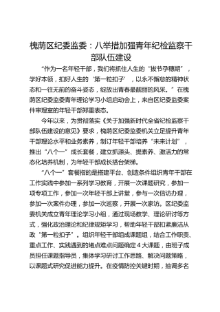 槐荫区纪委监委：八举措加强青年纪检监察干部队伍建设