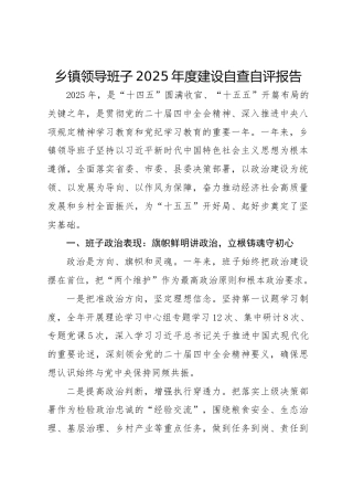乡镇领导班子建设自查自评报告7200字