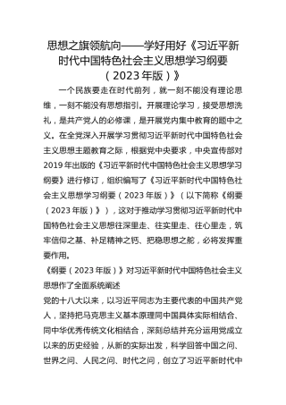 思想之旗领航向——学好用好《习近平新时代中国特色社会主义思想学习纲要（2023年版）》