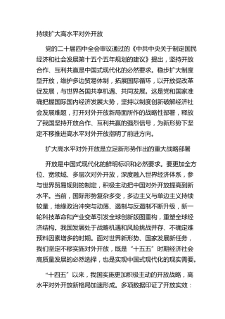 持续扩大高水平对外开放