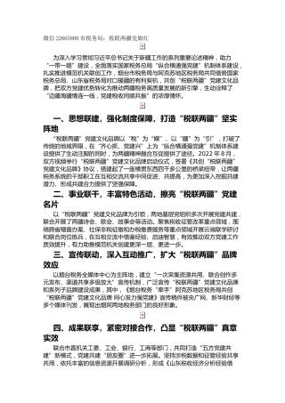 市税务局：税联两疆党旗红