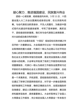 凝心聚力，推进强国建设、民族复兴伟业