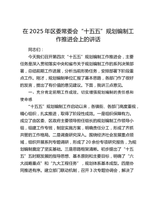 在2025年区委常委会“十五五”规划编制工作推进会上的讲话(1)